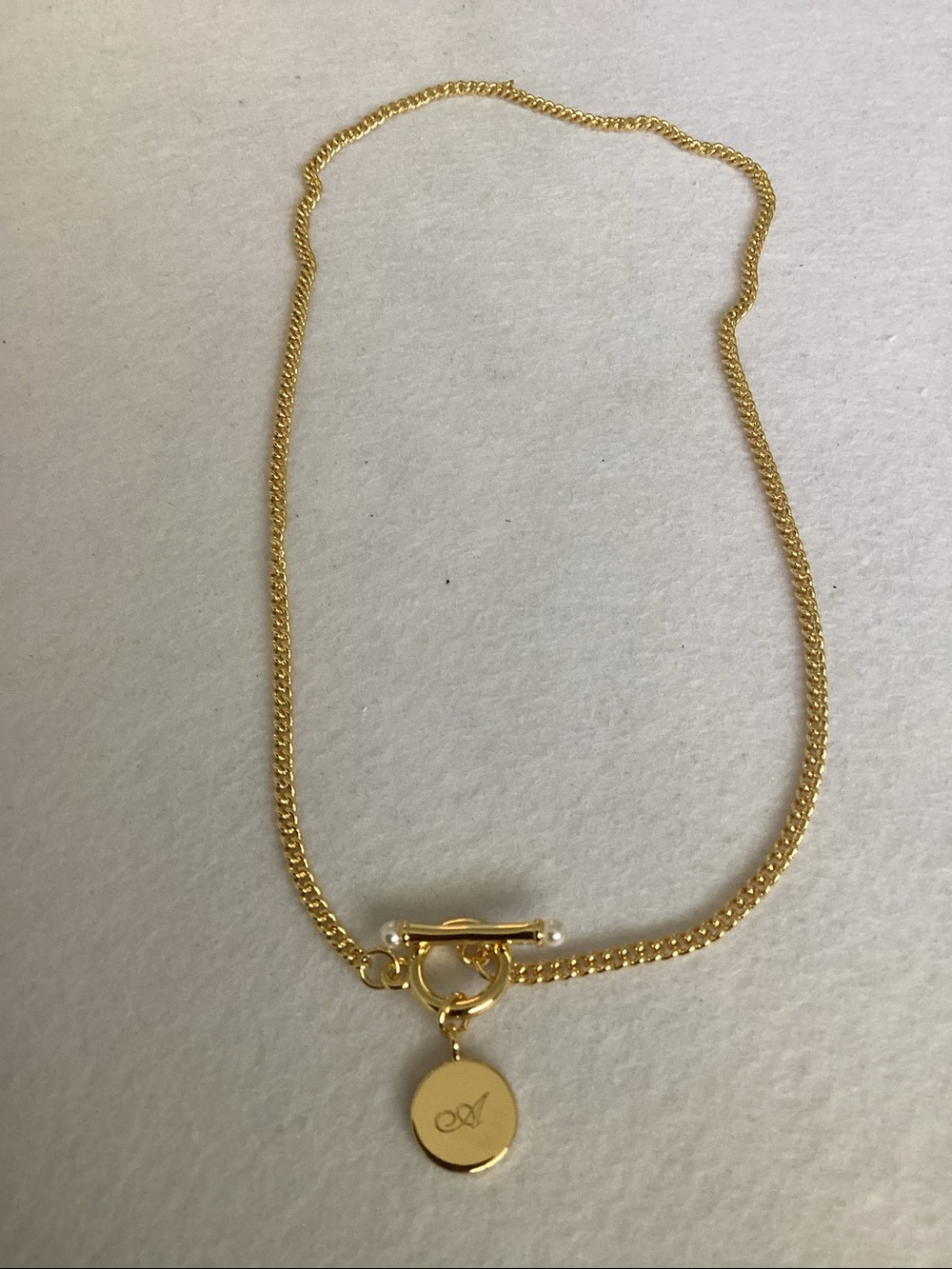 Brook & York Stella Imitation Pearl Initial “A” Toggle Necklace